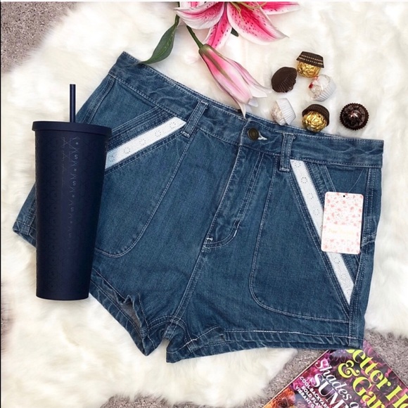Free People Blue Solid Mini Shorts - Picture 2 of 8